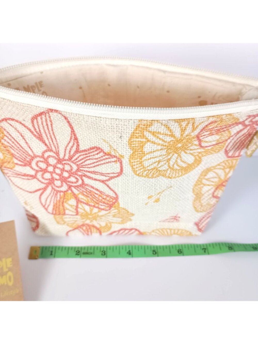 Simple Jumo Floral Jute Cosmetic Bag Eco Friendly Makeup Pouch Organizer - Picture 7 of 9